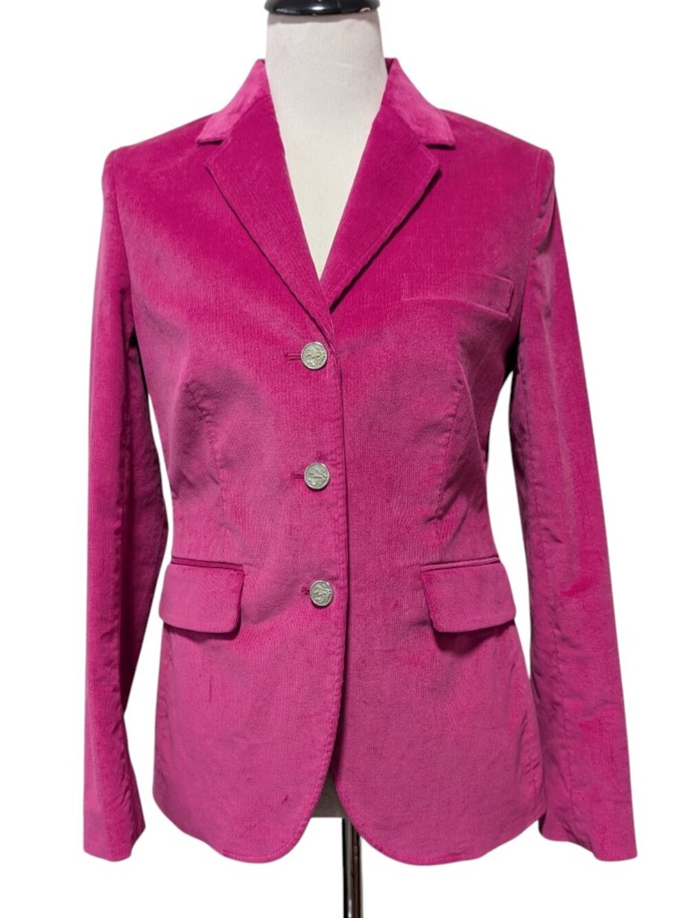 Brooks Brothers Womens Size 8 Bright Pink Corduroy 3 Button Milano Fit Blazer